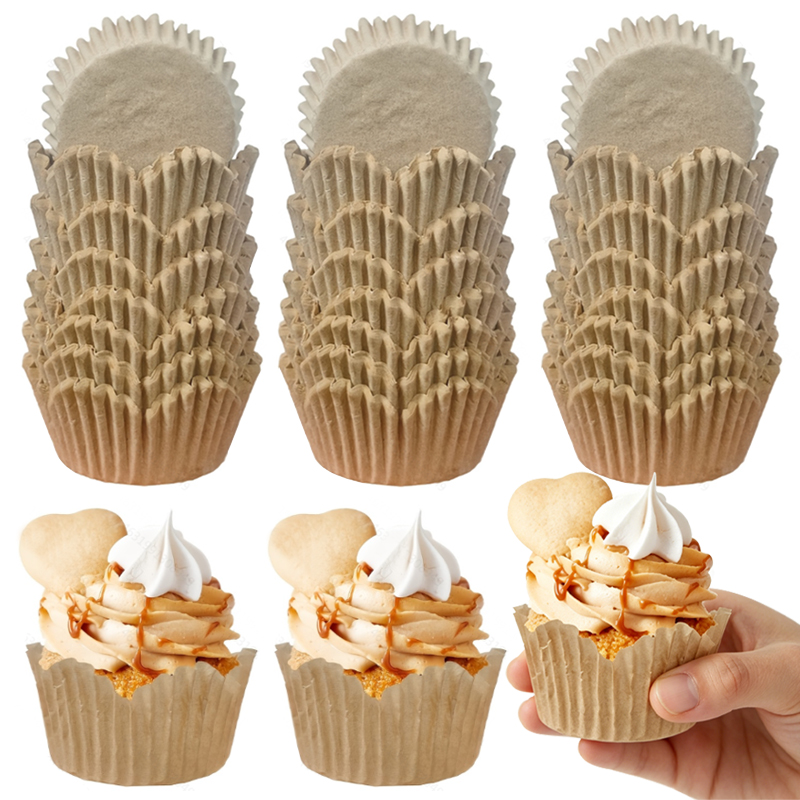 Kitchen Paper For Baking - 150Pcs Natural Color Flower-Shaped Cups, Oil-Resistant