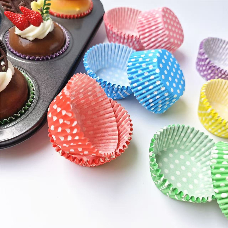 100Pcs Polka Dot Cake Paper Li - Kitchen Paper For Baking ulasan dan harga