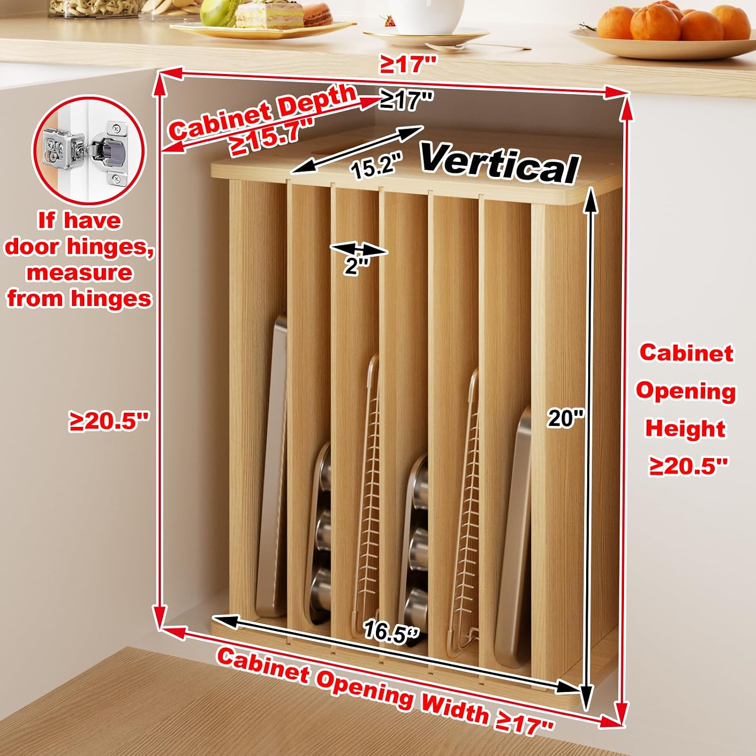 Wooden Bakeware Tray Divider O - Kitchen Baking Sheet Organizer ulasan dan harga