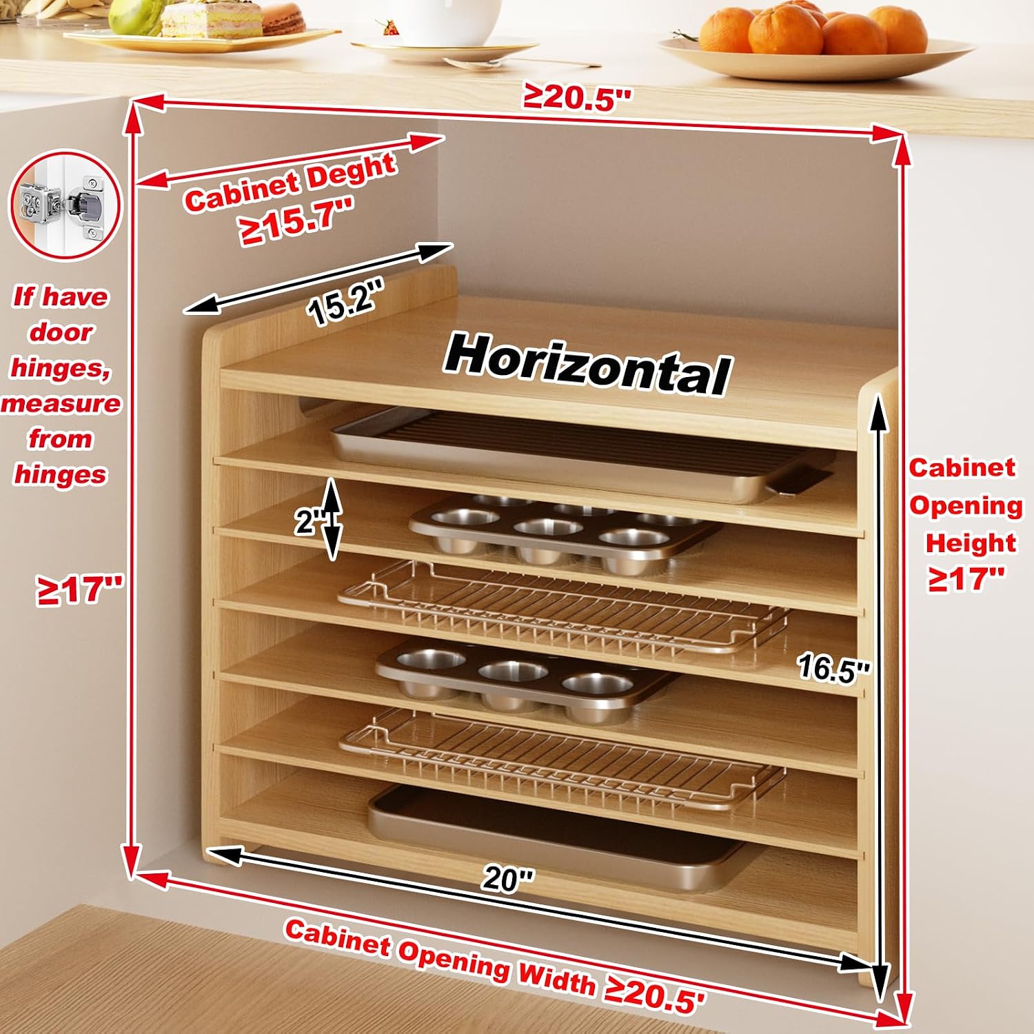 Wooden Bakeware Tray Divider O - Kitchen Baking Sheet Organizer ulasan dan harga