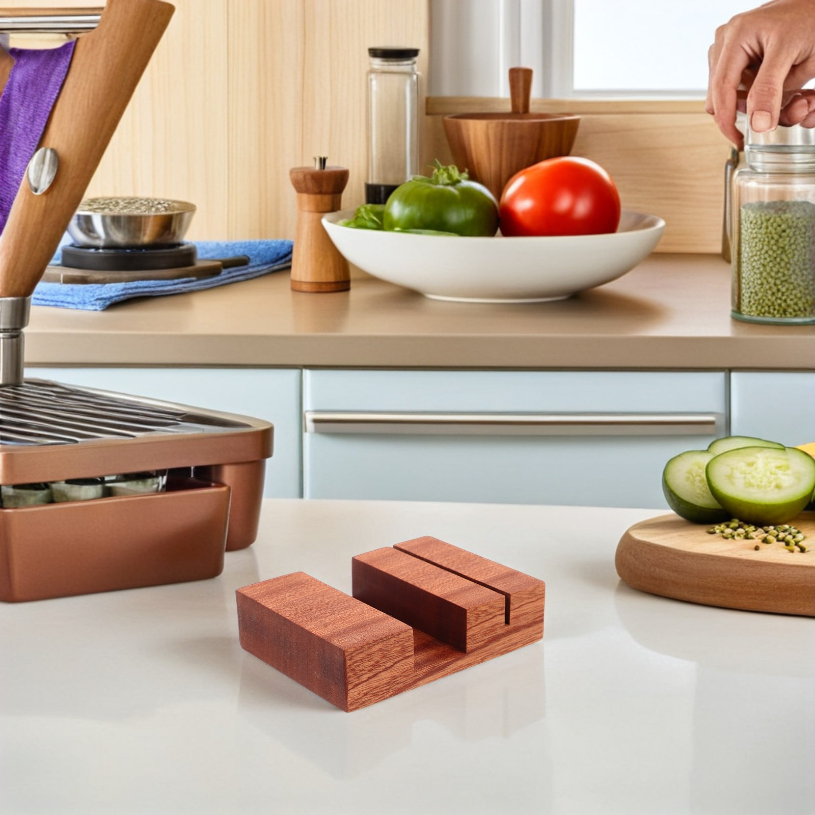 Wooden Pot Lid Holder Freestan - Kitchen Baking Sheet Organizer ulasan dan harga