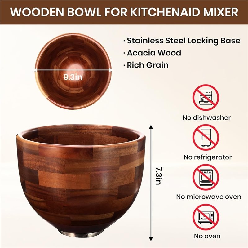 ABGH-Wood Mixing Bowl For Kitc - Kitchenaid Baking Bowl ulasan dan harga
