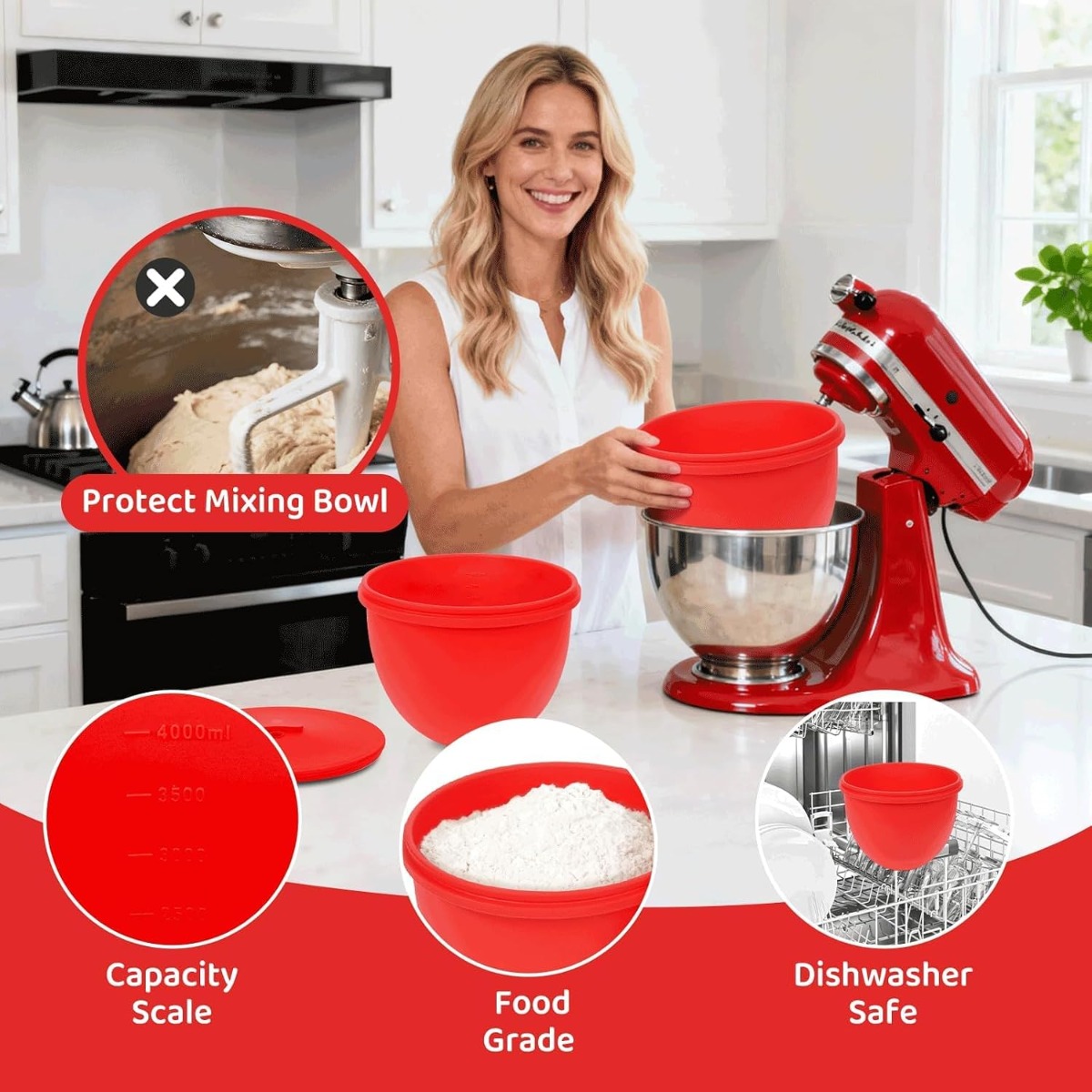 Silicone Mixer Bowl Liner with - Kitchenaid Baking Bowl ulasan dan harga