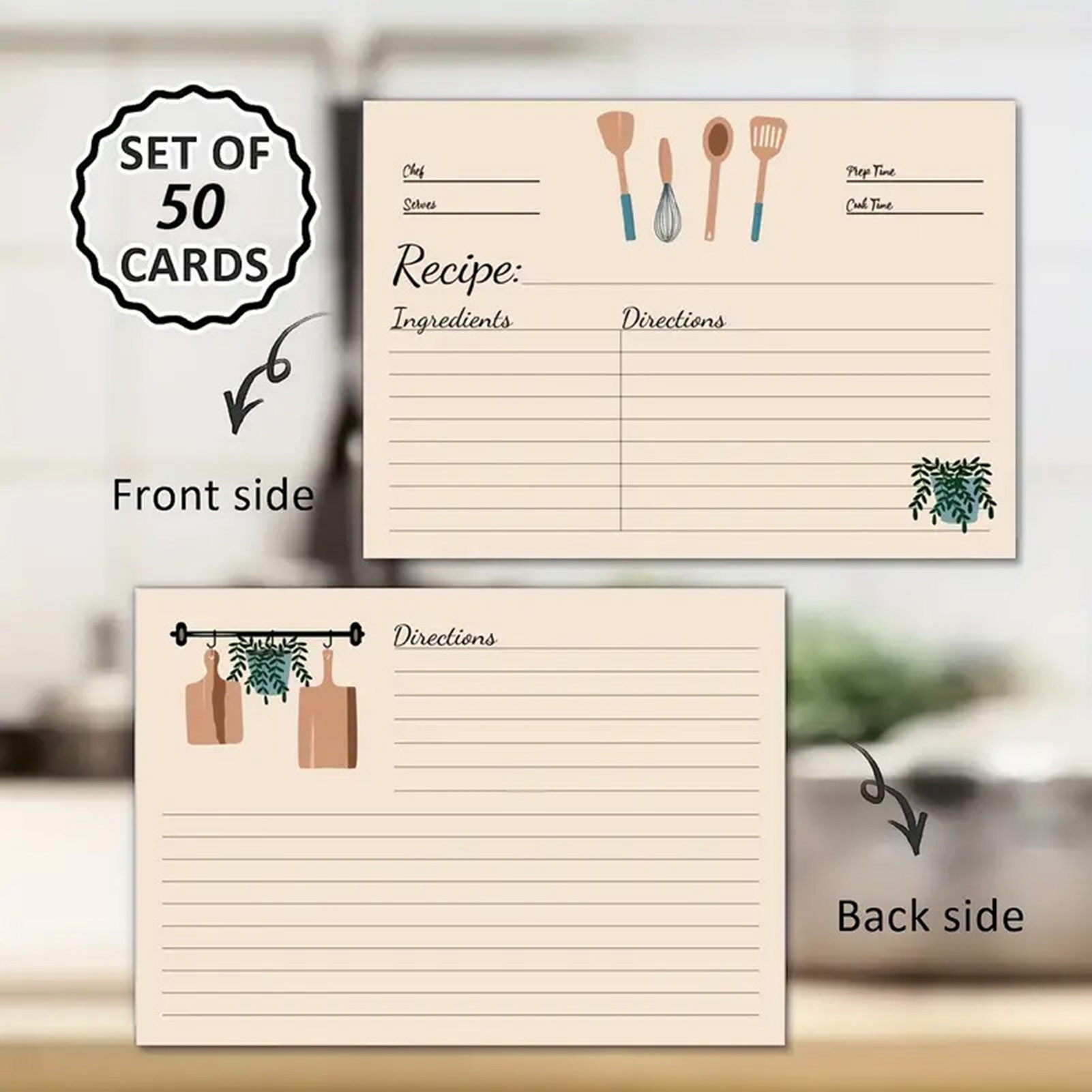 50 Sheets Recipe Cards for Bin - Kitchen Baking Sheet Organizer ulasan dan harga