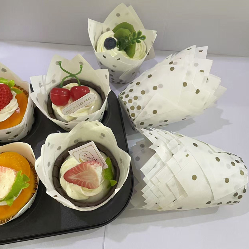 50Pcs/100Pcs Gold Dot Tulip Ca - Kitchen Paper For Baking ulasan dan harga