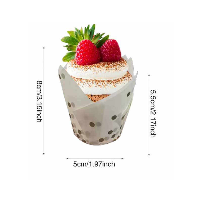50Pcs/100Pcs Gold Dot Tulip Ca - Kitchen Paper For Baking ulasan dan harga